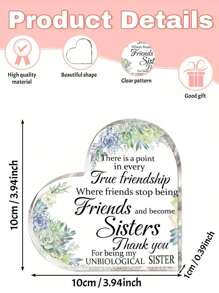 1 件亚克力心形牌匾，女性朋友礼物友谊闺蜜礼物最佳向日葵花礼物非亲生姐妹礼物圣诞节生日礼物，家居装饰，纪念礼物桌面摆件纪念装饰 - 多色 - 查看 7