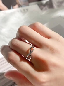 1 chiếc nhẫn đính hôn thanh lịch bằng bạc Sterling 925 thiết kế Zirconia vô cực dành cho phụ nữ, trang sức cao cấp tối giản, có nhiều kích cỡ - biểu tượng vô cực - Xem 6