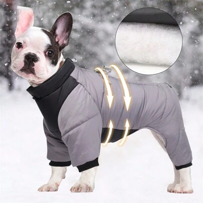 1 pieza Ropa nueva de 4 patas para perro, ropa de invierno cálida para perro, ropa para perro pequeño a prueba de viento, abrigo acolchado para mascotas