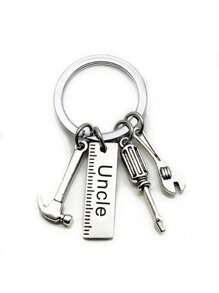 1入組/2入組不鏽鋼diy父親節鑰匙扣,鎚子,螺絲刀和扳手圖案,給爸爸的絕佳禮物