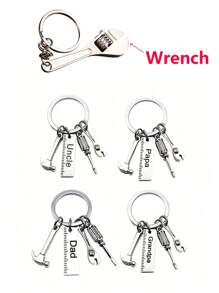 1入組/2入組不鏽鋼diy父親節鑰匙扣,鎚子,螺絲刀和扳手圖案,給爸爸的絕佳禮物