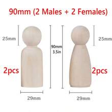 EDCUEBE7 20 قطعة دمى خشبية غير مكتملة، أشكال بشرية من الخشب الطبيعي، للزخرفة والرسم، حرف يدوية DIY، لعب الدمى، ديكورات حفلات المنزل - متعدد الألوان - مشاهدة 8