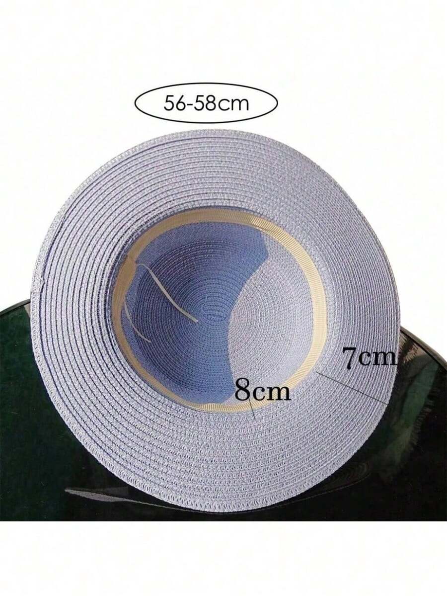 Women's Summer Straw Hat Diy French Flat Top Flower Straw Hat Beach Sun