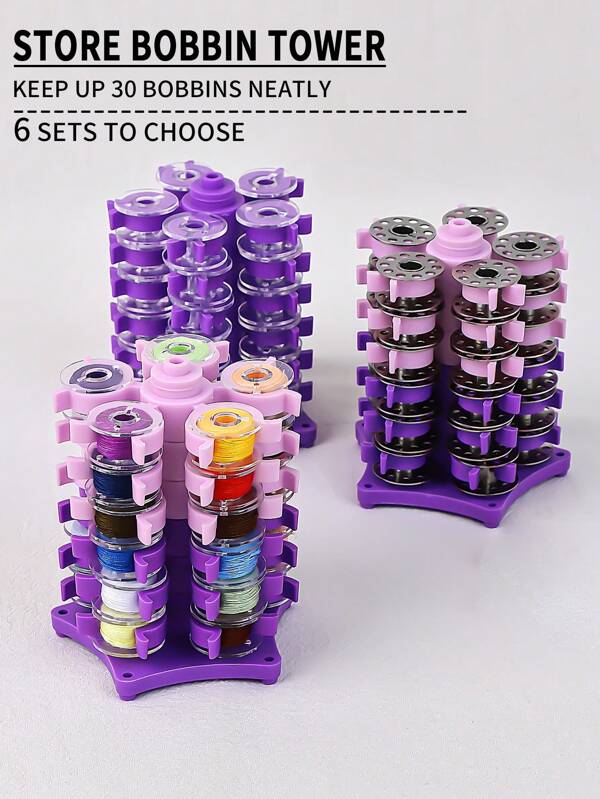 1 pieza de Caja de almacenamiento de torre de bobina muy creativa y práctica, o un conjunto compuesto por la torre de bobinas y bobinas, puede almacenar bobinas de plástico o metal estándar para máquina de coser, torre de bobinas multifuncional, herramienta de almacenamiento de bobinas, accesorios de costura