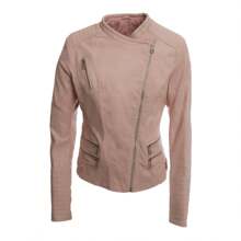 Giacca Corta Donn con Tasche & Cerniere Laterali Biker Casual Cod.2888 - Rosa - Visualizzare 2