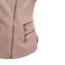 Giacca Corta Donn con Tasche & Cerniere Laterali Biker Casual Cod.2888 - Rosa - Visualizzare 3