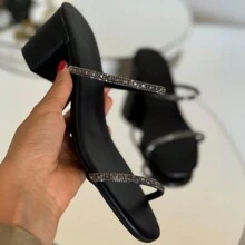 Women's Block Heel Sandals Comfortable Casual Lightweight Luxury Blogger - 黑色 - 查看 2