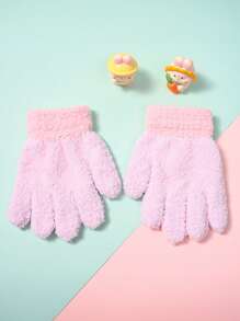 1 Cặp Găng tay năm ngón bằng vải nhung dày ấm áp tối giản màu trơn cho bé gái (1-3 tuổi), Mùa thu/đông - Nhiều màu - Xem 2