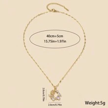 1 件精美铜镶嵌锆石电镀 18k 金花朵吊坠项链适合女性日常佩戴和时尚珠宝配饰作为送给朋友的礼物 - 金黃色 - 查看 8