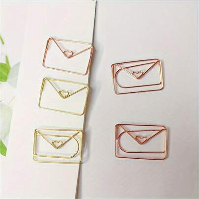 15/25/50pcs Envelope Shape Paper Clips, Funny Cute Paperclips Bookmarks Planner Clips For Fun Office Supplies School Gifts Wedding Decoration,Back To School,School Supplies