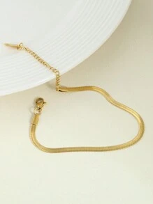 Magic Fish 1 件不锈钢扭链手链，时尚经典款式，适合男女日常佩戴 - 金黃色 - 查看 17