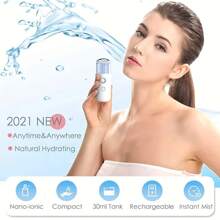 30ml Mini Nano Facial Mist Sprayer, Portable Face Steamer With USB Nano Mist Nozzle, Handheld Face Mister Humidifier For Skin Care, Makeup - White, Blue, Pink