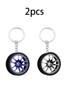 1PC/2PCS 金属创意汽车文化钥匙扣礼物双股轮毂轮胎汽车钥匙扣包饰吊坠适用于礼物钱包书包背包挎包汽车俱乐部礼物生日节日周年纪念毕业圣诞节单身派对送给男朋友家人老师员工同学好朋友的礼物。 - 彩色 - 查看 10