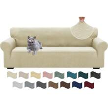 2024 Newest 1 Piece Couch Covers For 1/2/3/4 Cushion Stretch Loveseat Slipcovers High Stretch Jacquard Sofa Slipcover For Living Room Pets Dogs Loveseat Furniture Protector - Màu be nhạt - Xem 10
