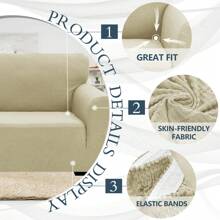 2024 Newest 1 Piece Couch Covers For 1/2/3/4 Cushion Stretch Loveseat Slipcovers High Stretch Jacquard Sofa Slipcover For Living Room Pets Dogs Loveseat Furniture Protector - Màu be nhạt - Xem 4