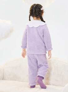 Balabala Conjunto de Pijama Feminino, Roupa de Descanso Infantil de Inverno, Terno de Velo de Corais para Crianças Pequenas até Meninas Grandes, Colar Floral