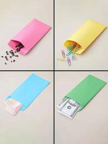 10-Color Simple Envelopes, Double Coated Paper & Kraft Paper Colorful Coin Envelopes For DIY Back To School