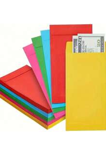 10-Color Simple Envelopes, Double Coated Paper & Kraft Paper Colorful Coin Envelopes For DIY Back To School