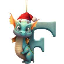可爱的 26 个字母恐龙幼崽圣诞树装饰吊坠 - 2D 平面，亚克力材质，悬挂，适合圣诞节、生日、新年、乔迁、情人节等各种场合，全年可用，节日派对用品，节日礼物，非常适合作为节日礼物送给自己和朋友 - 彩色 - 查看 38