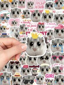 50 Stücke süße Hamster MEME Aufkleber, ästhetische Cartoon PVC Aufkleber für Wasserflasche, Laptop, Gepäck, Sammelalbum, Handy, wasserfest