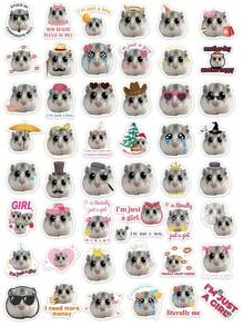 50 Stücke süße Hamster MEME Aufkleber, ästhetische Cartoon PVC Aufkleber für Wasserflasche, Laptop, Gepäck, Sammelalbum, Handy, wasserfest