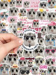 50 Stücke süße Hamster MEME Aufkleber, ästhetische Cartoon PVC Aufkleber für Wasserflasche, Laptop, Gepäck, Sammelalbum, Handy, wasserfest