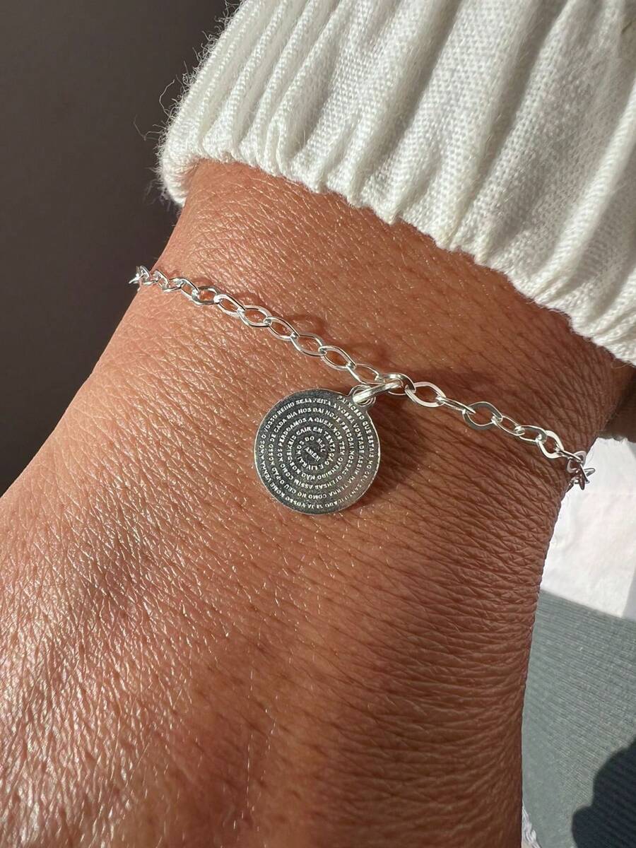 Pulseira Medalha Pai Nosso Prata 925 Legitima