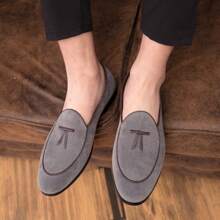 Men's Suede Loafers Slip-On Shoes, Solid Color Casual Comfortable Driving Moccasins Lightweight Loafers