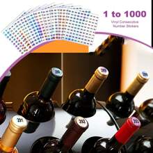 10 Blatt Zahlenaufkleber (Zahlen 1-1000), selbstklebende Laser-Aufkleber, wasserdicht, rund, zum Organisieren von Nagellackflaschen, Nagelmuster-Sticks, Lippenstift-Aufbewahrung