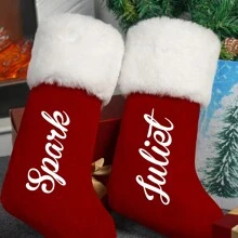 Red Plush Christmas Stocking Personalized Xmas Stocking Family Christmas Stockings Christmas Home Decor Name Christmas Stocking Decor Gift