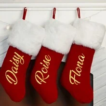 Red Plush Christmas Stocking Personalized Xmas Stocking Family Christmas Stockings Christmas Home Decor Name Christmas Stocking Decor Gift