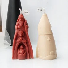 Khuôn nến silicon Đức mẹ đồng trinh Maria và Chúa Jesus sinh ra Tượng chân dung cảnh Chúa giáng sinh Gia đình thánh của Chúa Jesus trang trí nhà cửa, Thiết kế tháo lắp dễ dàng - trắng - Xem 4