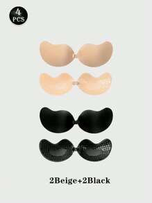 4 Pairs Invisible Bras Sexy Front Closure Sticky Women's Bra Nipple Cover Sticker Push Up Bra Self-Adhesive Silicone Seamless Backless Strapless Bra