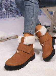 Dames Plus Size Thermisch Gevoerde Warme Sneeuwlaarzen Met Klittenband, Winter Nieuw Binnen