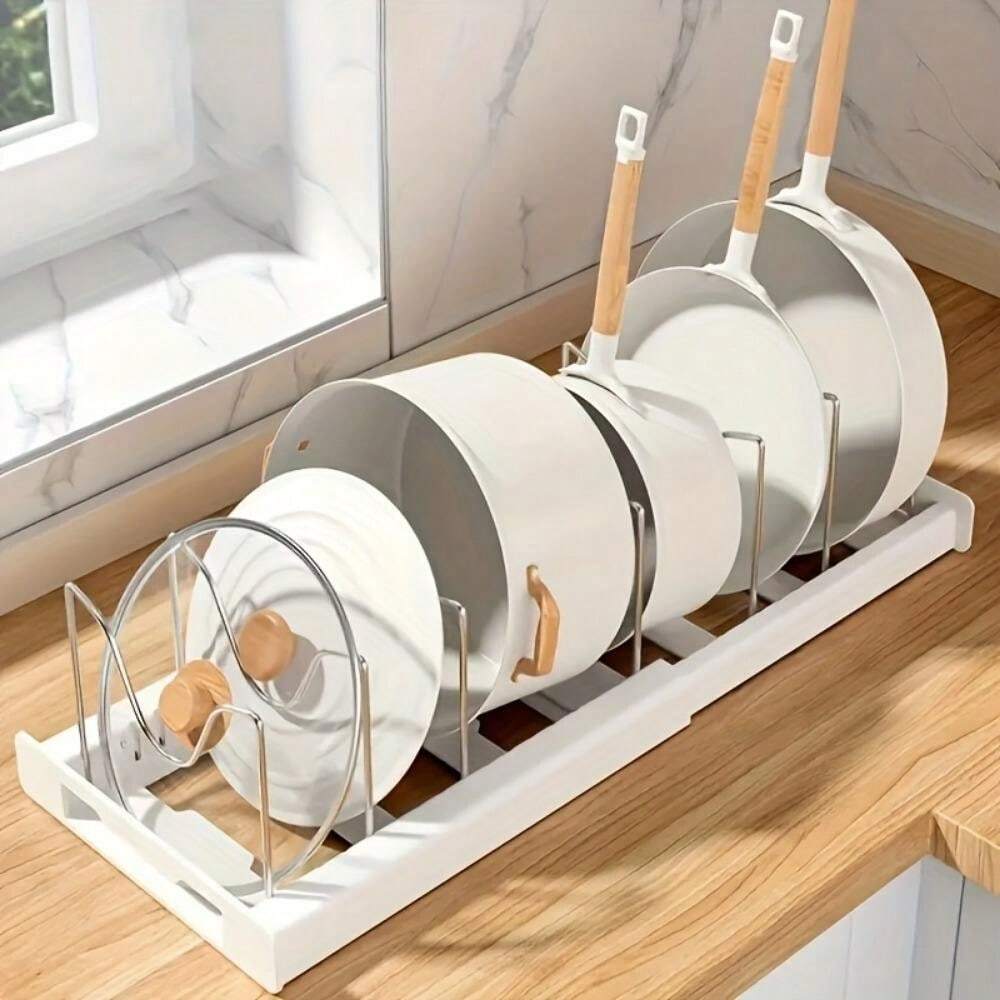 Modern Stainless Steel PullOut Pot & Pan Organizer With Adjustable