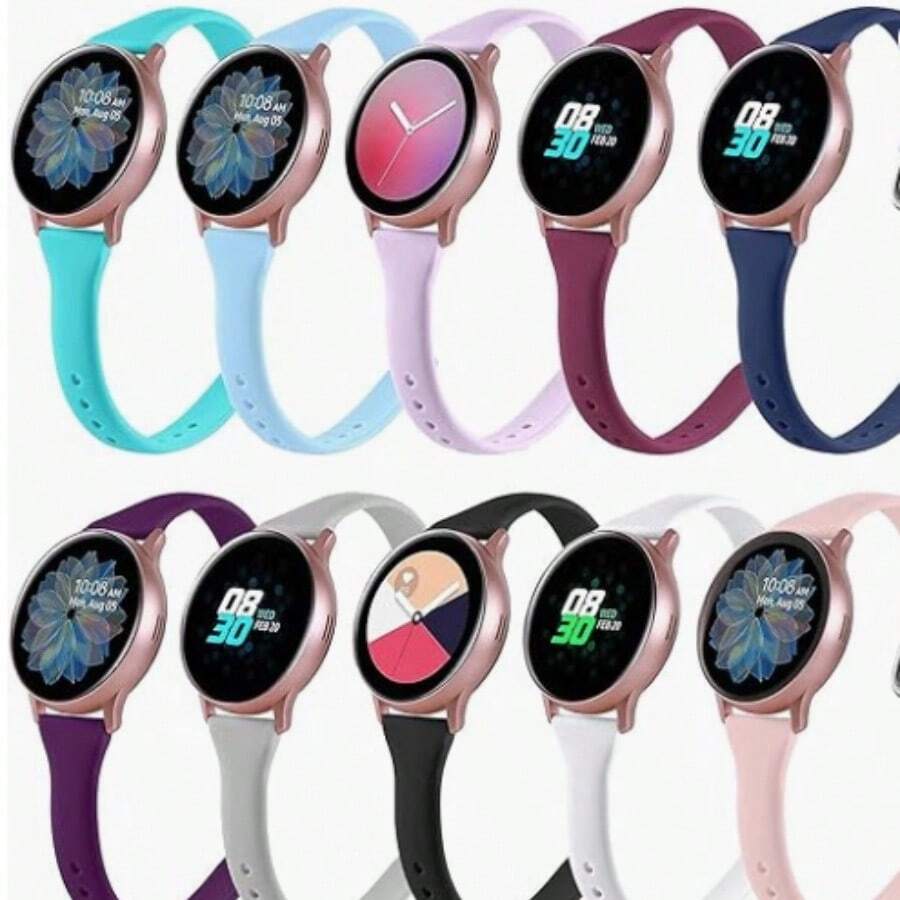 1pc Slim Band Compatible With Samsung Galaxy Watch 6 Band/Galaxy Watch 7 Band/Galaxy Watch 5 4 Band, Galaxy Watch 6 4 Classic/5 Pro/Watch 3/Active 2 Band, 20mm Silicone Sport Strap Women Men