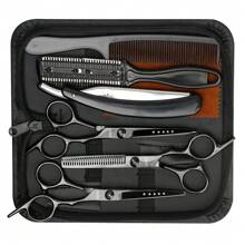 KIM JONG YI 7pcs Hair Cutting Scissors Set With Hair Cutting Scissors, Thinning Scissors, Salon Haircutting Scissors, Shaving Razor, Hair Salon Professional Hairdressing Accessories, Hair Tools, Hair Products And Accessories For Barber Salon Beauty Travel Essentials