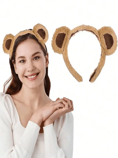 Bear Ear Brown Headband, Cute Care Headband, Soft Makeup Headband Suitable For Women's Face Washing, Fluffy Animal Headband Suitable For Party And Celebration Role-Playing. Our Facial Headband Features A Bear Ear Design, And The Unique Shape Of The Animal Headband Is Suitable For Christmas And Other Holiday Party Hair Accessories Home Bathroom Decor Fall Decor Back To School