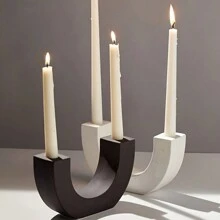 1pc Arch-Shaped Candle Holder Silicone Mold, DIY Resin Stone Candle Holder Home Decor, Hollow Candle Holder Desktop Decoration, Suitable For Halloween, Christmas Candle Making And Decoration