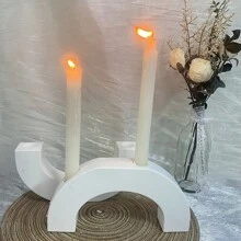 1pc Arch-Shaped Candle Holder Silicone Mold, DIY Resin Stone Candle Holder Home Decor, Hollow Candle Holder Desktop Decoration, Suitable For Halloween, Christmas Candle Making And Decoration