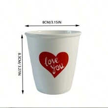 1pc Red Heart-Shaped Ceramic Mug, Bone China Coffee Cup, Lovely And Water Cup For Couples Back To School