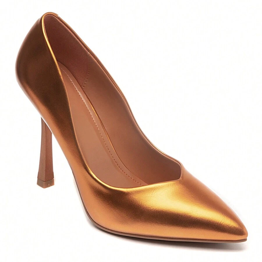 Fashionable Versatile Minimalist Pointed Toe Women Pumps - Orange - View 1