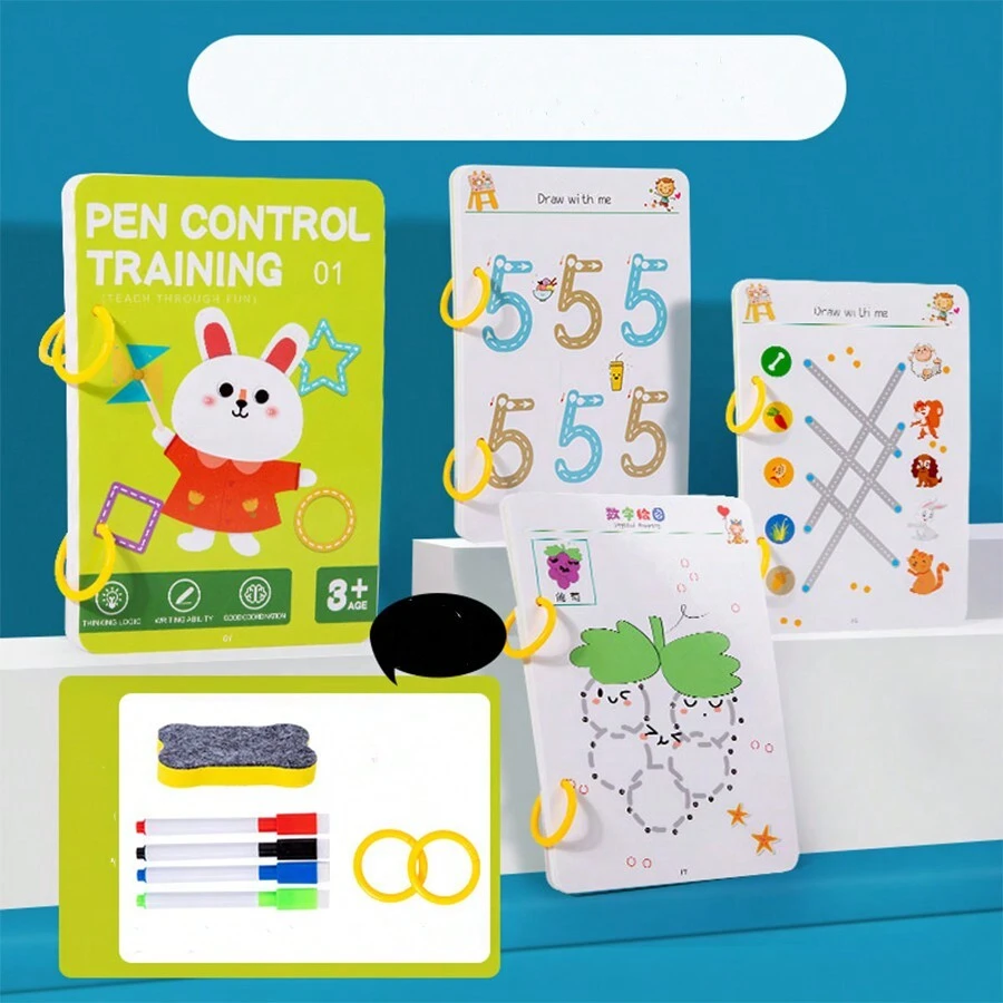Reusable Magic Drawing & Writing Practice Book With Erasable Pen