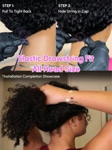 UNice Wig EasiContour Seamless Edge Kinky Curly V Part Wig With Elastic Drawstring Upgrade U Part Wig Beginner Friendly Wigs No Leave Out Hand Tied Glueless Wigs Protective Style Wear Go Wigs For Women Unice Hair