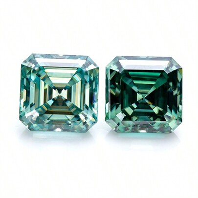 1 pieza Gema suelta de moissanita con corte Asscher de moda en verde, claridad VVS, al por mayor de fábrica