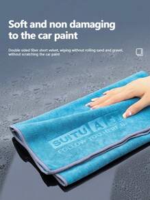 1 pièce Serviette de lavage de voiture en polaire de corail épaisse et absorbante, chiffon de nettoyage de voiture à double face séchage rapide