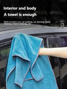 1 pièce Serviette de lavage de voiture en polaire de corail épaisse et absorbante, chiffon de nettoyage de voiture à double face séchage rapide
