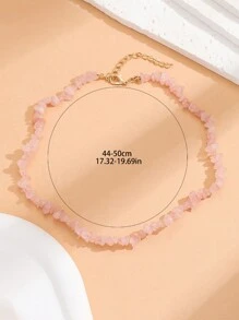 1 件女式天然石串珠项链 - 粉色 - 查看 3
