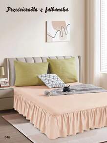 Koreanischer einfacher, frischer Bettvolant, einteiliger einfarbiger gewaschener Baumwollstoff, gebürsteter staubdichter gerüschter Bettbezug, Bettvolant mit gerüschter Kante, Bettabdeckung - minimalistischer nordischer Stil, klassischer Staubschutz - Matratzenauflage - einteilig für Frühling/Sommer - rutschfeste Bettlaken, maschinenwaschbar - hautsensibel - erhältlich in Größen 160*200-180*200-200*220 - Farben Grün, Weiß, Beige, Hellgrau, Dunkelgrau, Marineblau, Pink - Aprikosenfarben - Übersicht 1