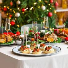 100 件装圣诞鸡尾酒签圣诞食物签圣诞老人雪人麋鹿圣诞树竹牙签开胃菜水果串三明治纸杯蛋糕开胃菜牙签 - 彩色 - 查看 9